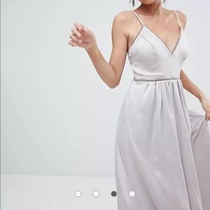 ASOS Embellished Trim Plunge Maxi Dress